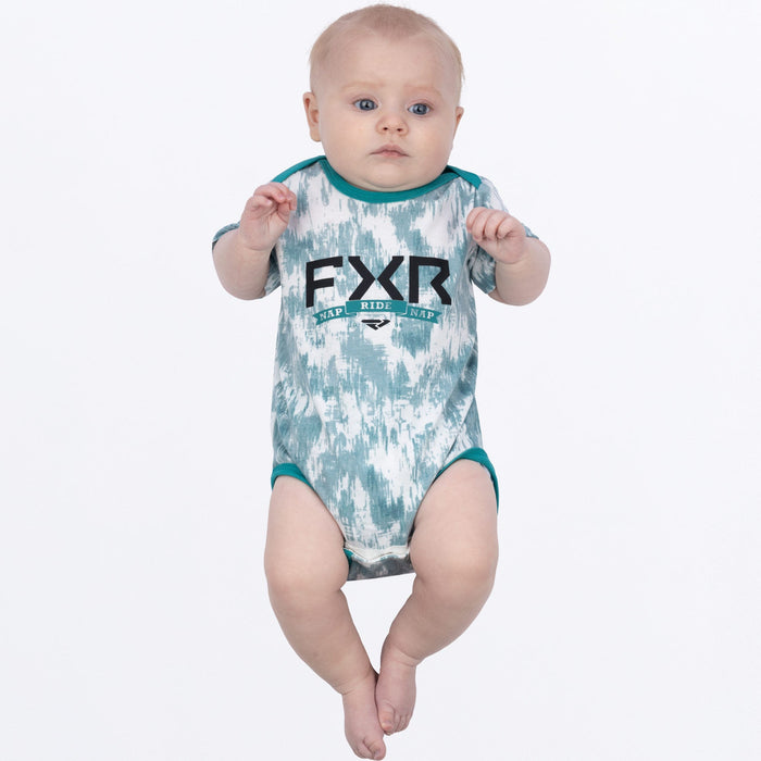 FXR Infant Podium S/S Onesie in Cream/Teal Fiber