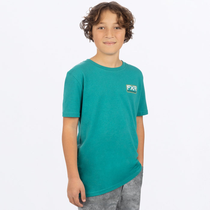 FXR Walleye Youth Premium T-shirt in Teal/Sundial