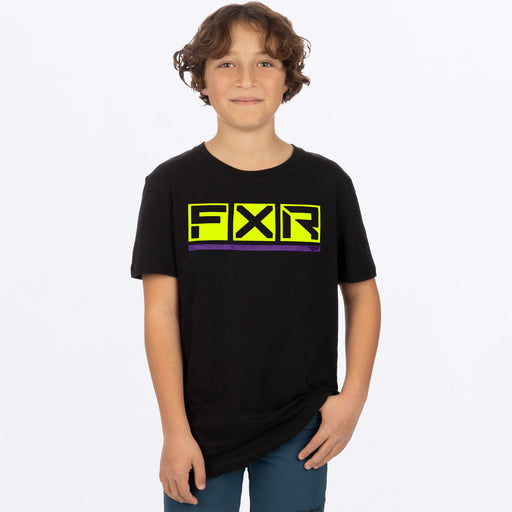 FXR Podium Youth Premium T-shirt in Black/HiVis