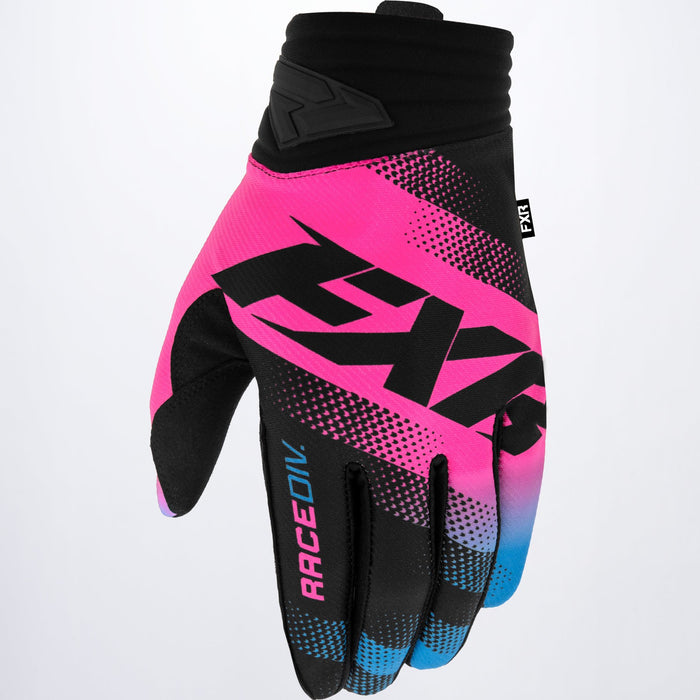 FXR Prime MX Glove in E-Pink/Sky Blue/Black