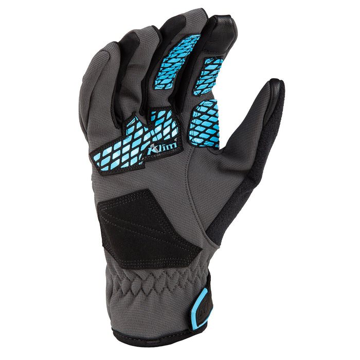 Klim Women's Versa Gloves in Asphalt - Crystal Blue 2023