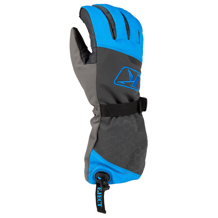 Klim Powerxross Gauntlet Glove in Asphalt - Electric Blue Lemonade