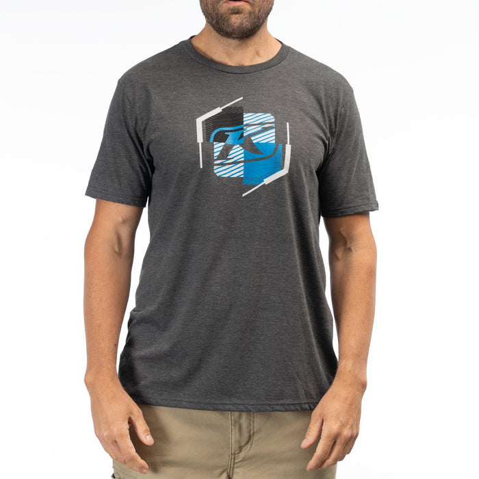 Klim K Shield Crest Tri-blend Tee in Heathered Charcoal - Imperial Blue
