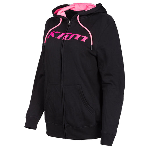 Klim Women's Dusk Zip Up Hoodie in Black - Knockout Pink