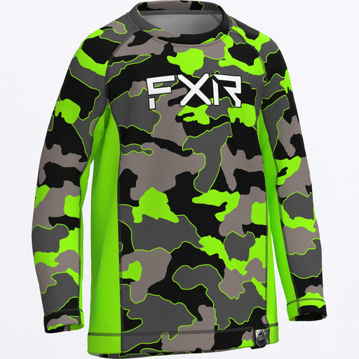 FXR Toddler Attack UPF Longsleeve 2024 in Grey Camo/Lime