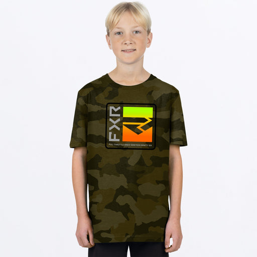 FXR Broadcast Premium T-shirt 2024 in Army Camo/Inferno