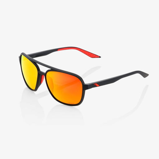 100% Kasia Aviator Sunglasses in Soft tact black / HiPER red mirror