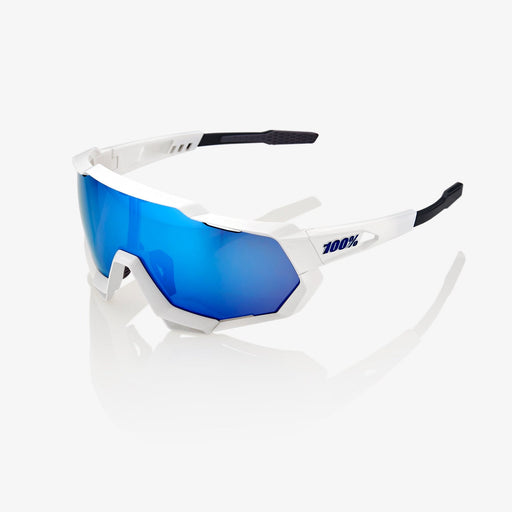 100% Speedtrap Performance Sunglasses in White / Blue