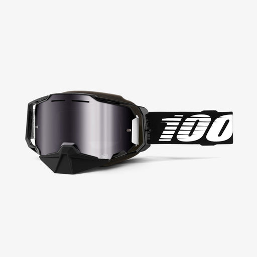 100% Armega Snow Googles - Mirror Lens in Black Essential / Silver / Black/White