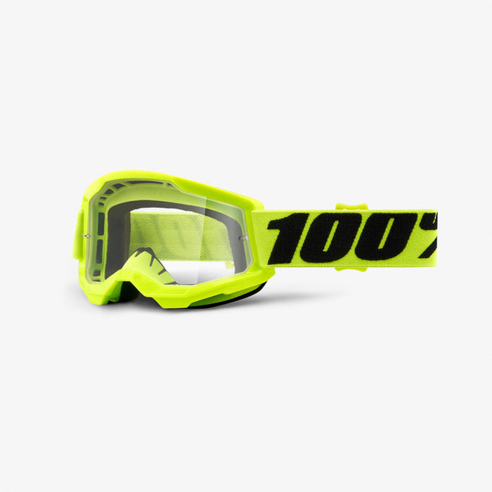 100% Strata 2 Youth Goggles - Clear Lens in Fluorescent yellow / Fluorescent yellow/black 