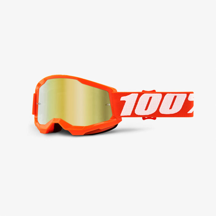 100% Strata 2 Youth Goggles - Mirror Lens in Orange / Gold / Orange/white