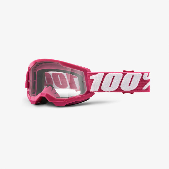 100% Strata 2 Youth Goggles - Clear Lens in Fletcher / Pink/white