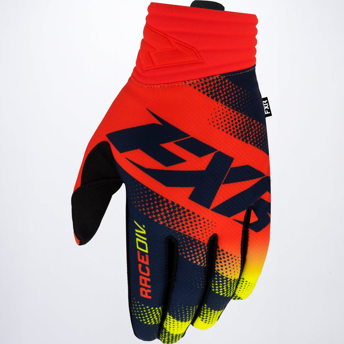 FXR Prime MX Glove in Midnight/Hi Vis/Nuke Red