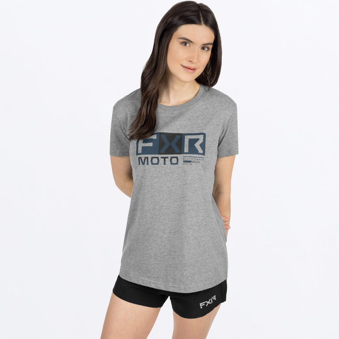FXR Moto Premium Women's T-shirt in Grey Heather/Dark Steel