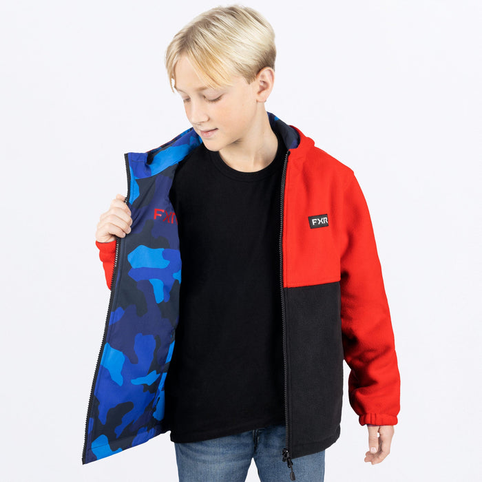 FXR Ride Reversible Jacket 2024 in Blue Camo/Red