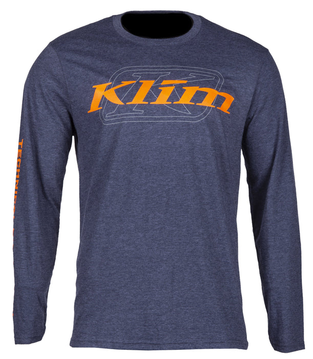 KLIM K Corp Long Sleeve Tees Men's Casual Klim Heathered Navy - Strike Orange SM