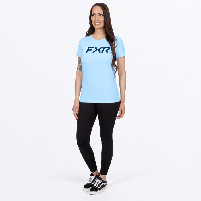 FXR WOMEN'S MITERED PREMIUM T-SHIRT in Sky Blue/Navy