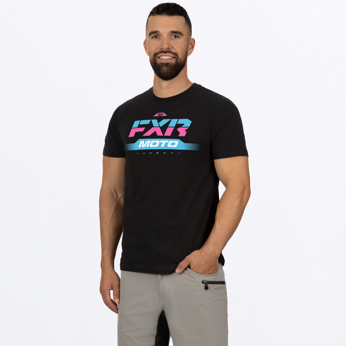 FXR Moto Premium T-shirt in Black/NightClub