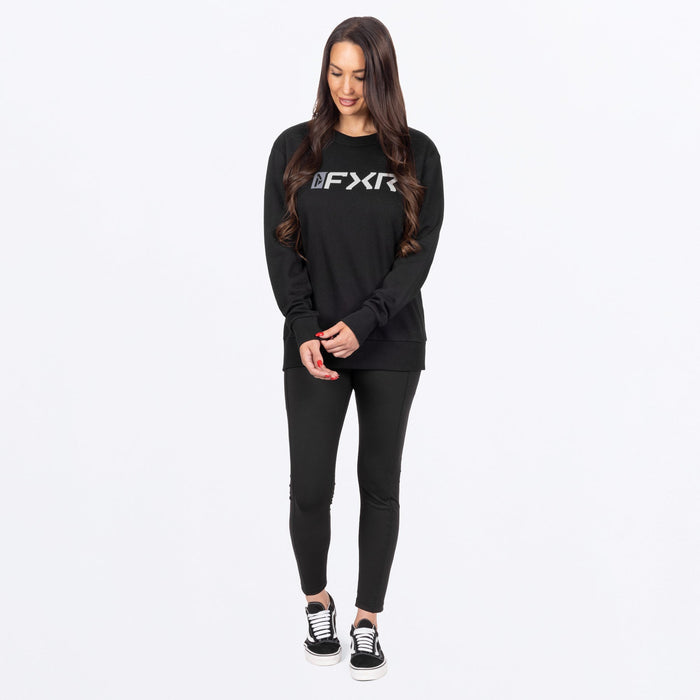 FXR WOMEN'S MITERED COTTON CREWNECK SWEATSHIRT in Black/Grey