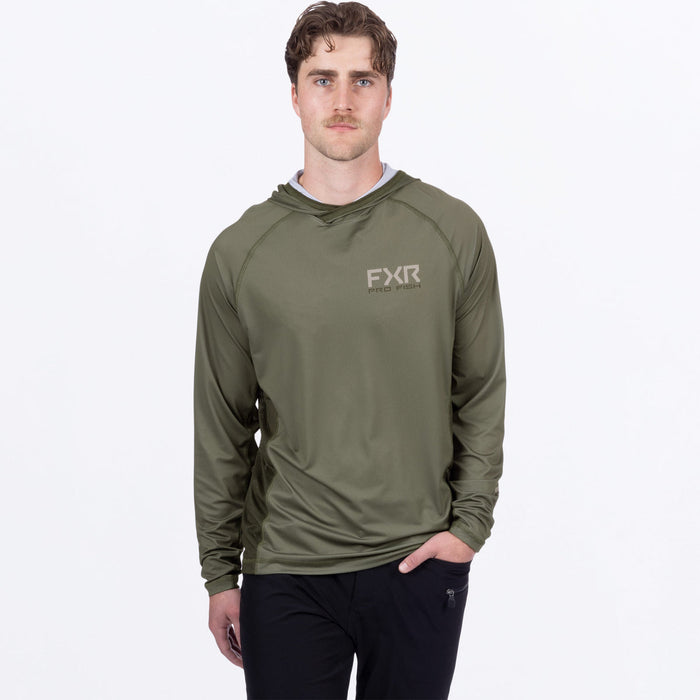 FXR DERBY AIR UPF PULLOVER HOODIE 2025 in Moss/Stone