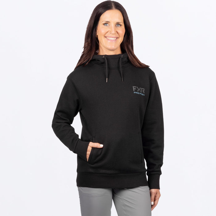 FXR BASS COTTON PULLOVER WOMEN'S HOODIE 2025 - Black/Maui Blue