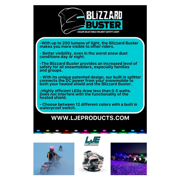 LJE PRODUCTS COLOR-SELECTABLE BLIZZARD BUSTER HELMET SAFETY LIGHT - Selectable Blizzard Buster Light
