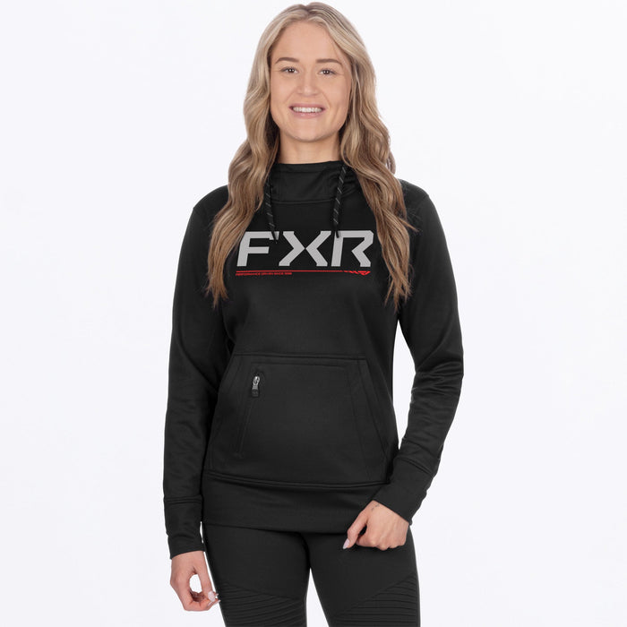 FXR WOMEN'S HYDROGEN TECH PULLOVER HOODIE in Black/Red