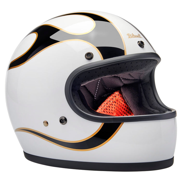 BILTWELLGringo Flame Helmet 2025 in White/Black Flame