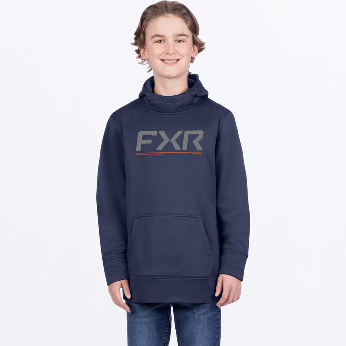 FXR YOUTH HYDROGEN TECH PULLOVER HOODIE in Midnight/Orange