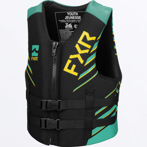 FXR PODIUM YOUTH LIFE JACKET 2025 in Black/Teal