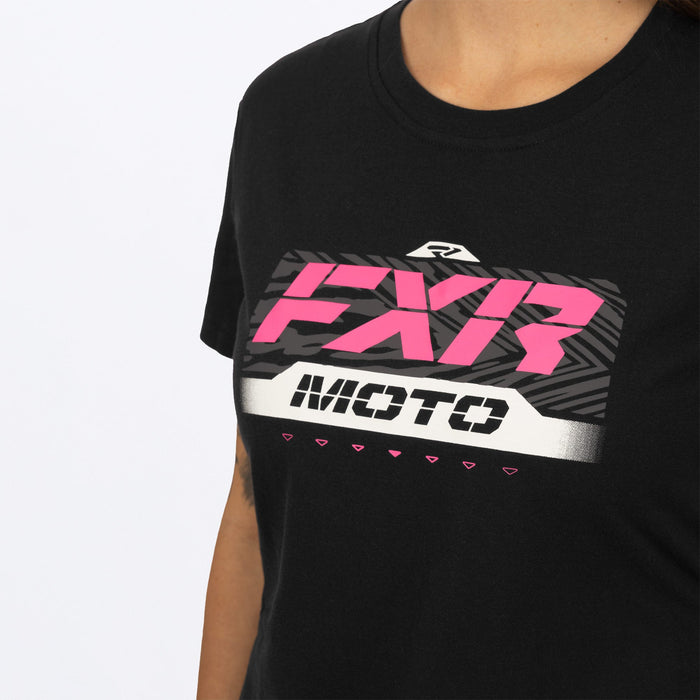 FXR Moto Premium Boyfriend T-shirt Black/E Pink
