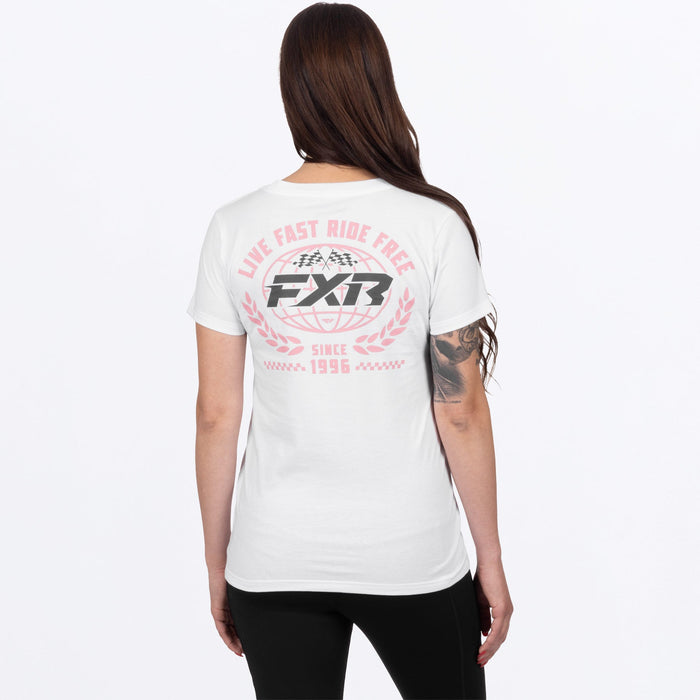 FXR WOMEN'S WORLDWIDE PREMIUM T-SHIRT in White/Dusty Rose