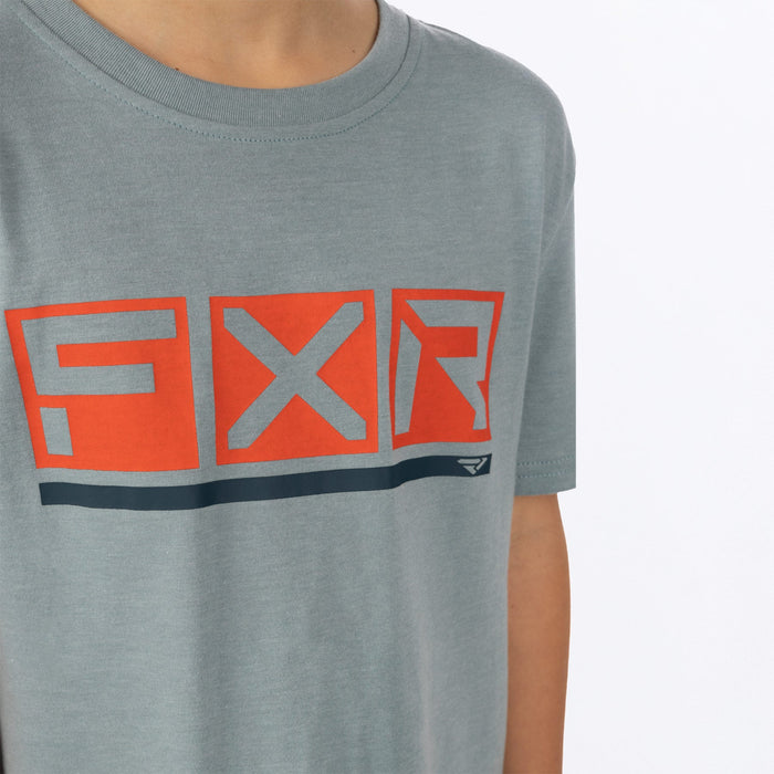 FXR Podium Youth Premium T-shirt in Lt Steel/nuke