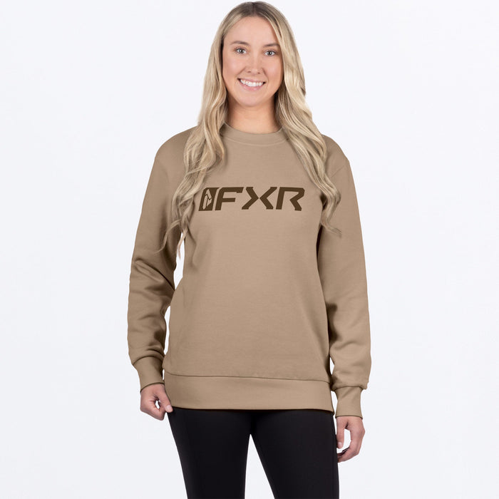 FXR WOMEN'S MITERED COTTON CREWNECK SWEATSHIRT in Canvas/D.Cedar
