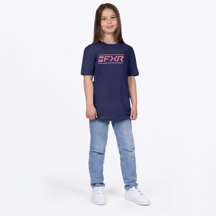 FXR YOUTH VICTORY PREMIUM T-SHIRT in Navy/Dusty Rose