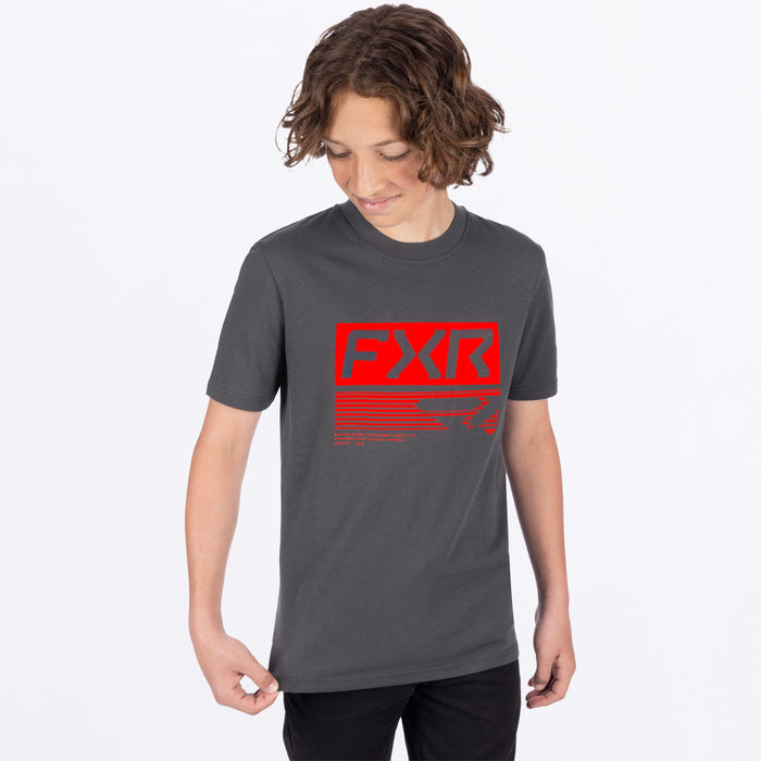 FXR YOUTH ELEVATE PREMIUM T-SHIRT 2025 - Asphalt/Red