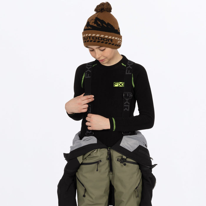 FXR Youth Vertical Monosuit in Moss/Umber/Stone
