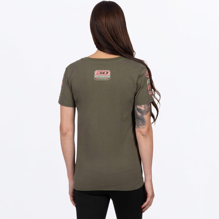 FXR WOMEN'S RACE DIV PREMIUM T-SHIRT in Army/Dusty Rose