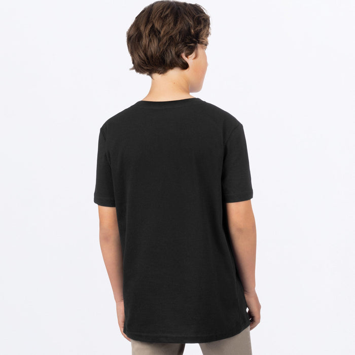 FXR YOUTH MITERED PREMIUM T-SHIRT in Black/HiVis