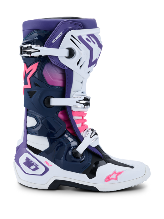 Alpinestars Tech 10 Boots 2026 in White/Violet/Navy/Fluo Pink