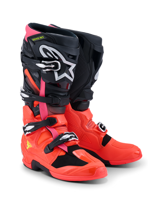 ALPINESTARS TECH 7 BOOTS 2026 in Black/Fluo Red/Fluo Pink