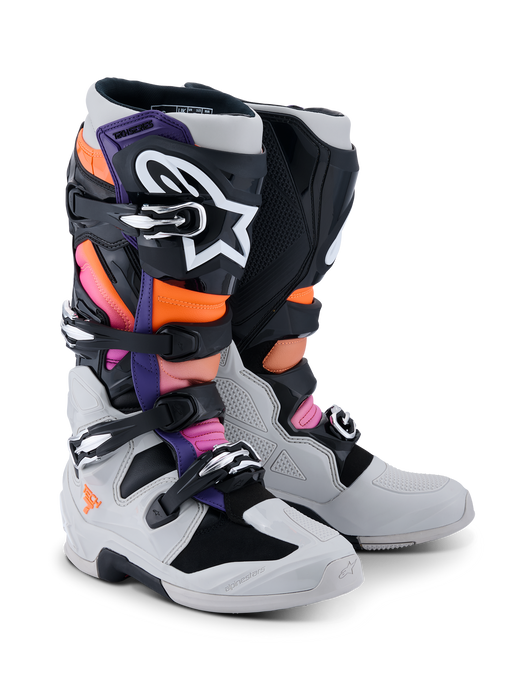 ALPINESTARS TECH 7 BOOTS 2026 in Black/Light Gray/Fluo Orange/Magenta