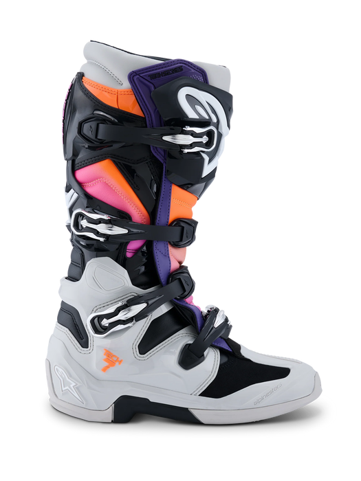 ALPINESTARS TECH 7 BOOTS 2026 in Black/Light Gray/Fluo Orange/Magenta