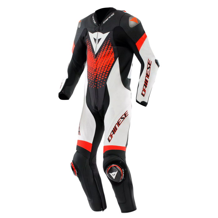 Dainese Laguna SECA 6 Perf One Piece Leather Suit 2025 in Black/White/Red-Fluo