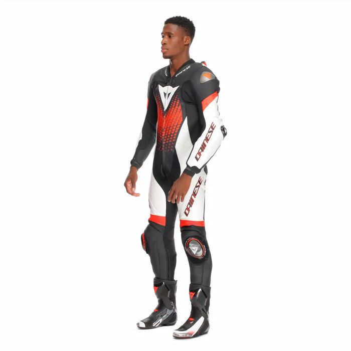 Dainese Laguna SECA 6 Perf One Piece Leather Suit 2025 in Black/White/Red-Fluo