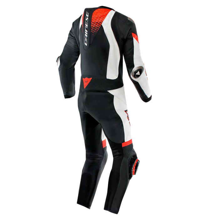 Dainese Laguna SECA 6 Perf One Piece Leather Suit 2025 in Black/White/Red-Fluo