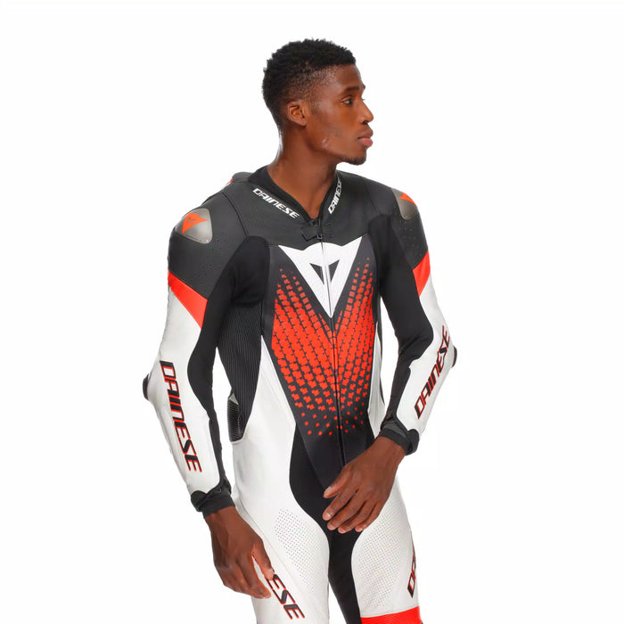Dainese Laguna SECA 6 Perf One Piece Leather Suit 2025 in Black/White/Red-Fluo