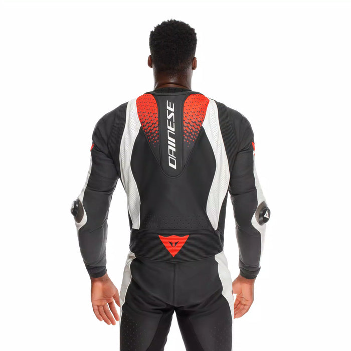 Dainese Laguna SECA 6 Perf One Piece Leather Suit 2025 in Black/White/Red-Fluo