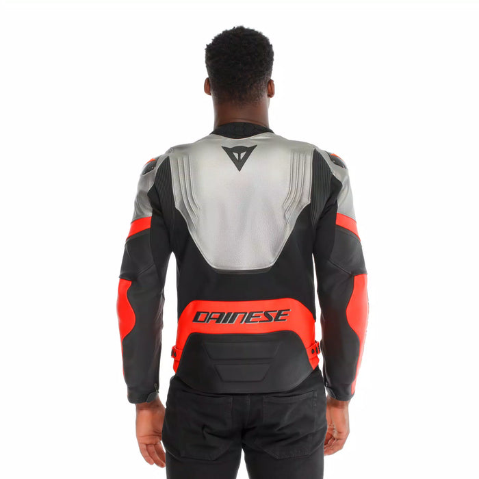Dainese Racing 5 Jacket 2025 in Silver/Black/Red-Fluo