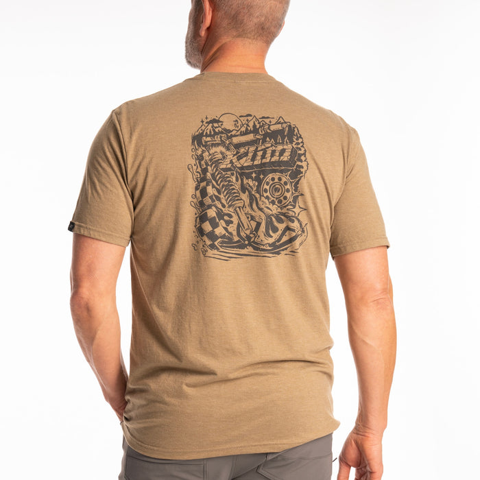 Klim Guts N’ Glory Tri-blend Tee in Coyote Brown Heather - Asphalt